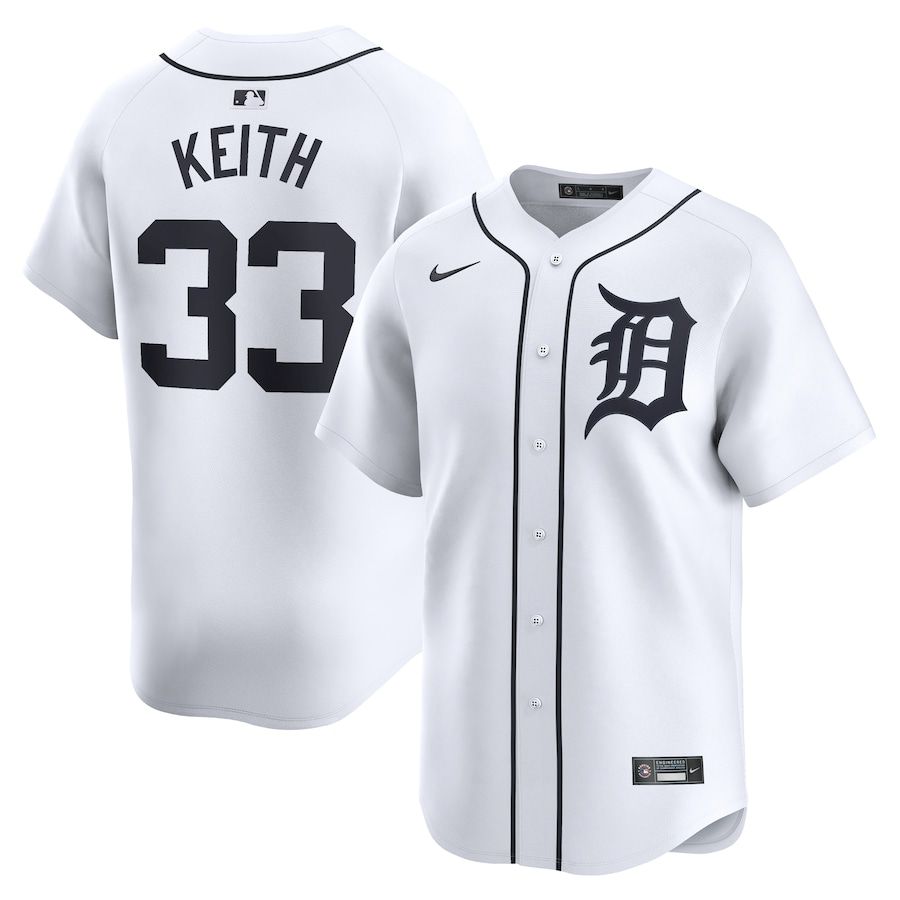 Men Detroit Tigers 33 Colt Keith Nike White Home Limited Player MLB Jersey